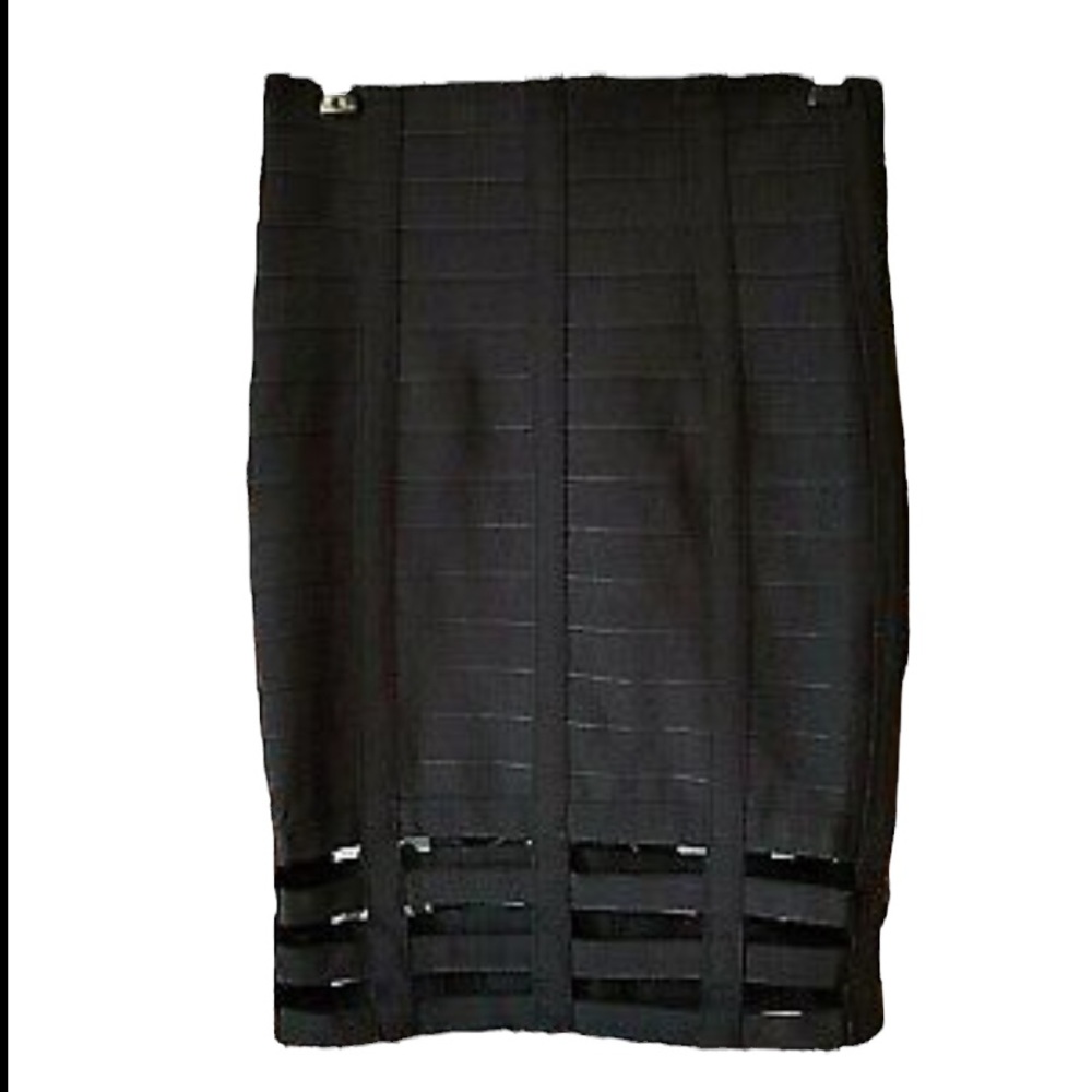 Forever 21 Black Open Mesh Stretch BodyCon Ribbed Skirt Zipper Size M